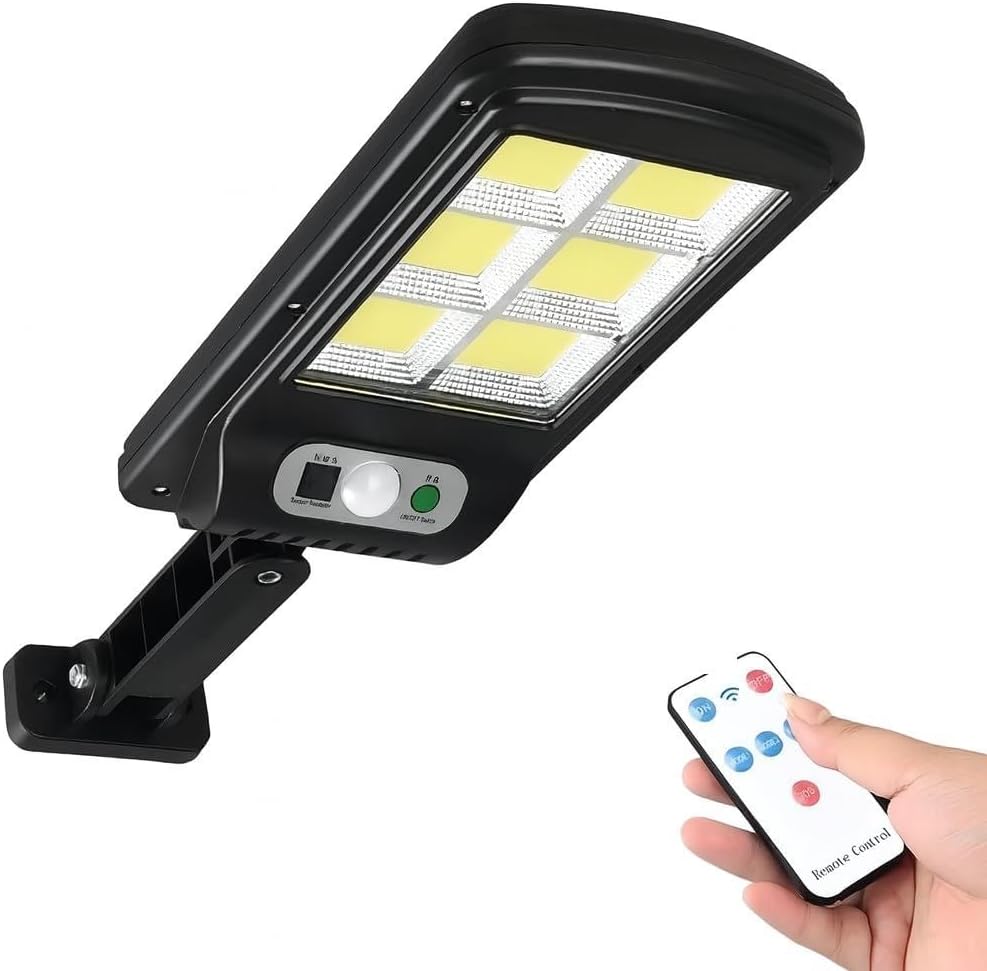 Luminária Solar Refletor Poste com Controle Remoto Super Potente Led Sensor de Presença 3 Modos de Iluminação – IP65 Ultra Potente Prova D'agua 8 Janelas