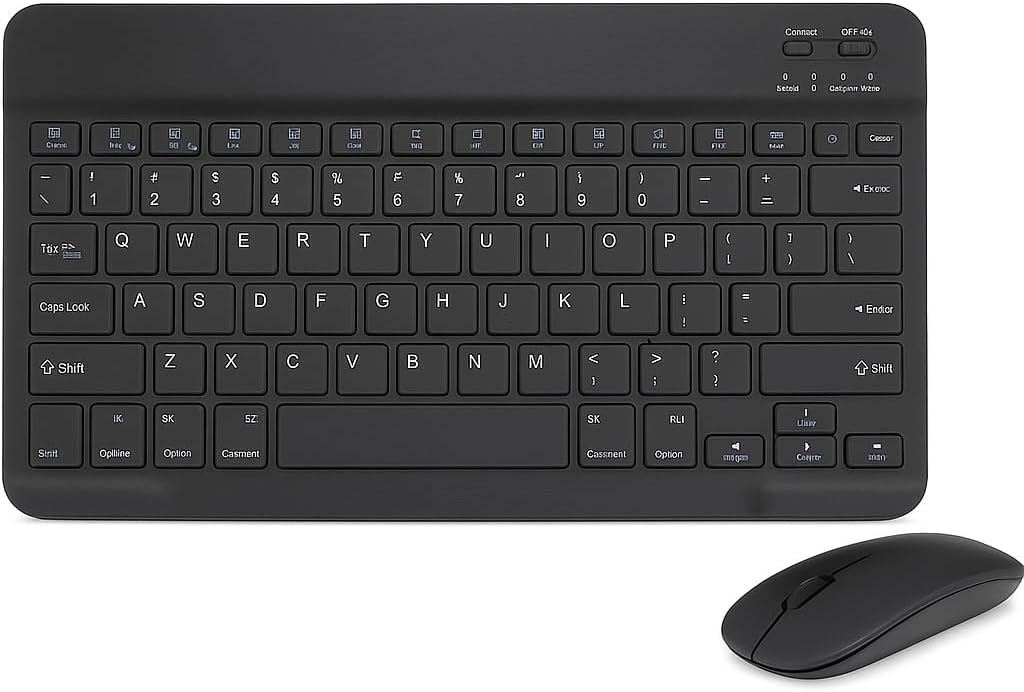 Combo Teclado e Mouse Bluetooth Ultrafino Sem Fio, Portátil e Recarregável E Teclado sem Fio - Compatível com Tablets Android, Celular, Smartphone, iPhone, iPad mini, Pro Air 10.2 10.9 11 12.9