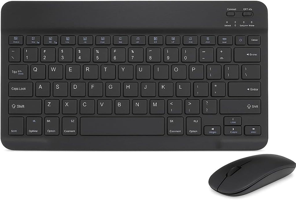 Combo Teclado e Mouse Bluetooth Ultrafino Sem Fio, Portátil e Recarregável E Teclado sem Fio - Compatível com Tablets Android, Celular, Smartphone, iPhone, iPad mini, Pro Air 10.2 10.9 11 12.9