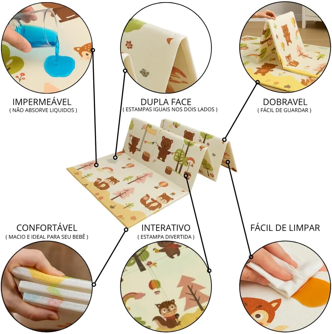 Tapete Térmico Infantil Tatame Dobravel Antiderrapante Dupla Face Unisex 150x200cm