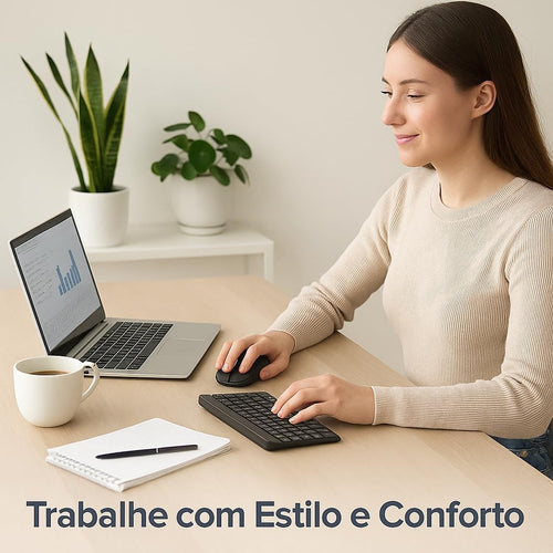 Combo Teclado e Mouse Bluetooth Ultrafino Sem Fio, Portátil e Recarregável E Teclado sem Fio - Compatível com Tablets Android, Celular, Smartphone, iPhone, iPad mini, Pro Air 10.2 10.9 11 12.9
