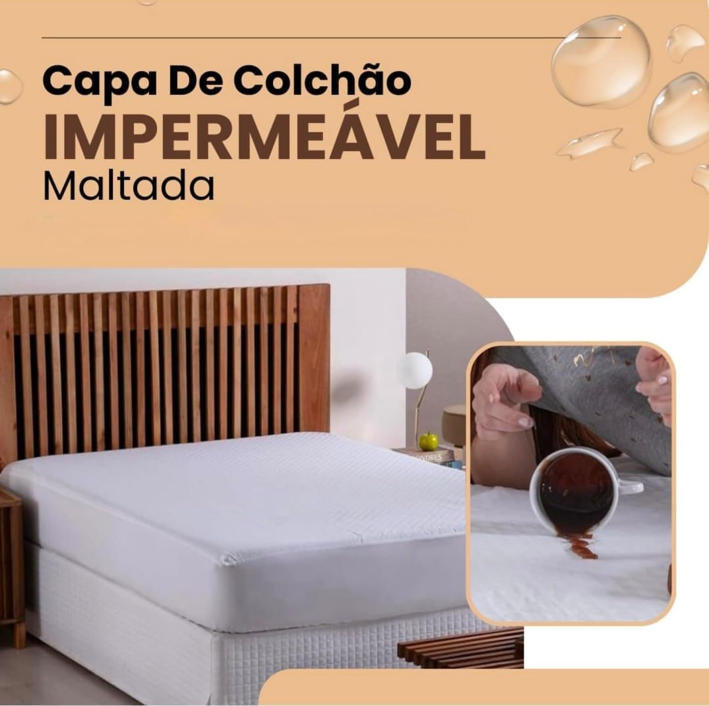 Capa De Colchão Impermeável Matelado Casal Padrão Branco