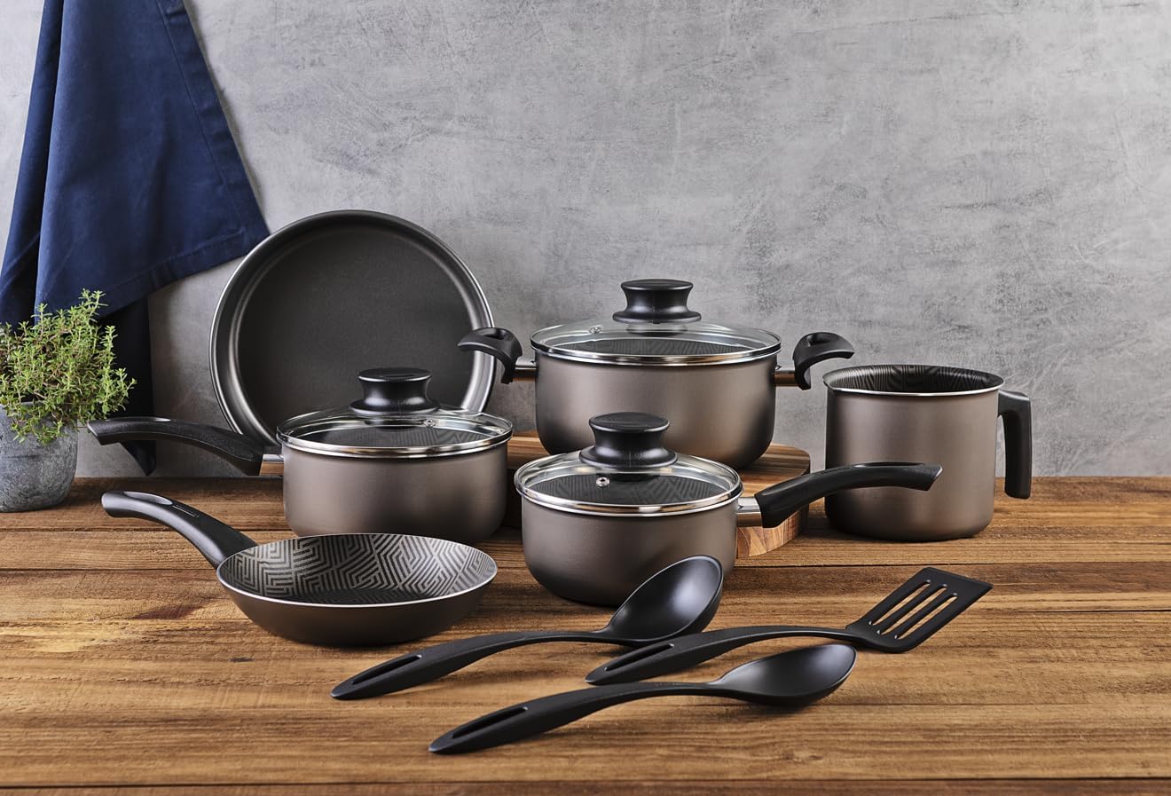 Jogo de Panelas Tramontina Paris em Alumínio com Revestimento Interno e Externo Antiaderente Starflon Max Chumbo 9 Peças