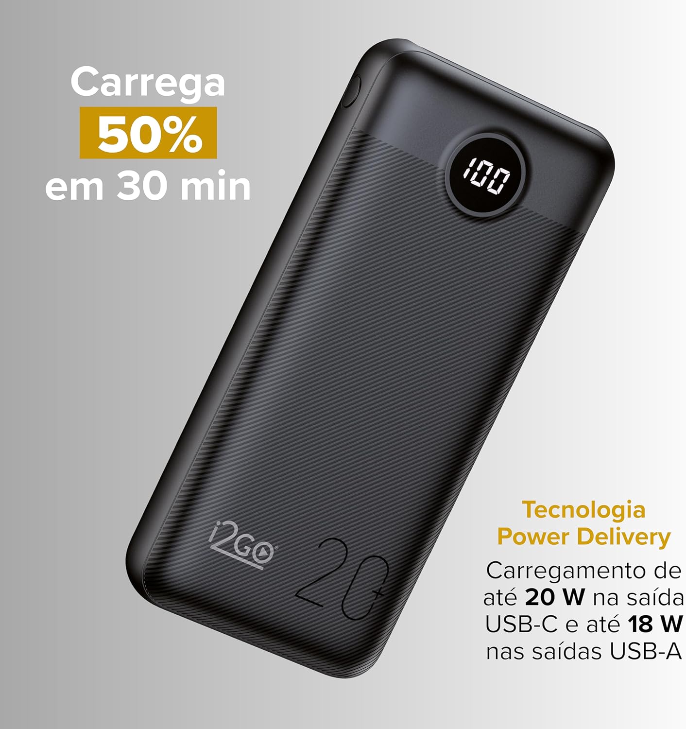 Carregador Portátil (Power Bank) Ultra Rápido 20000mAh,