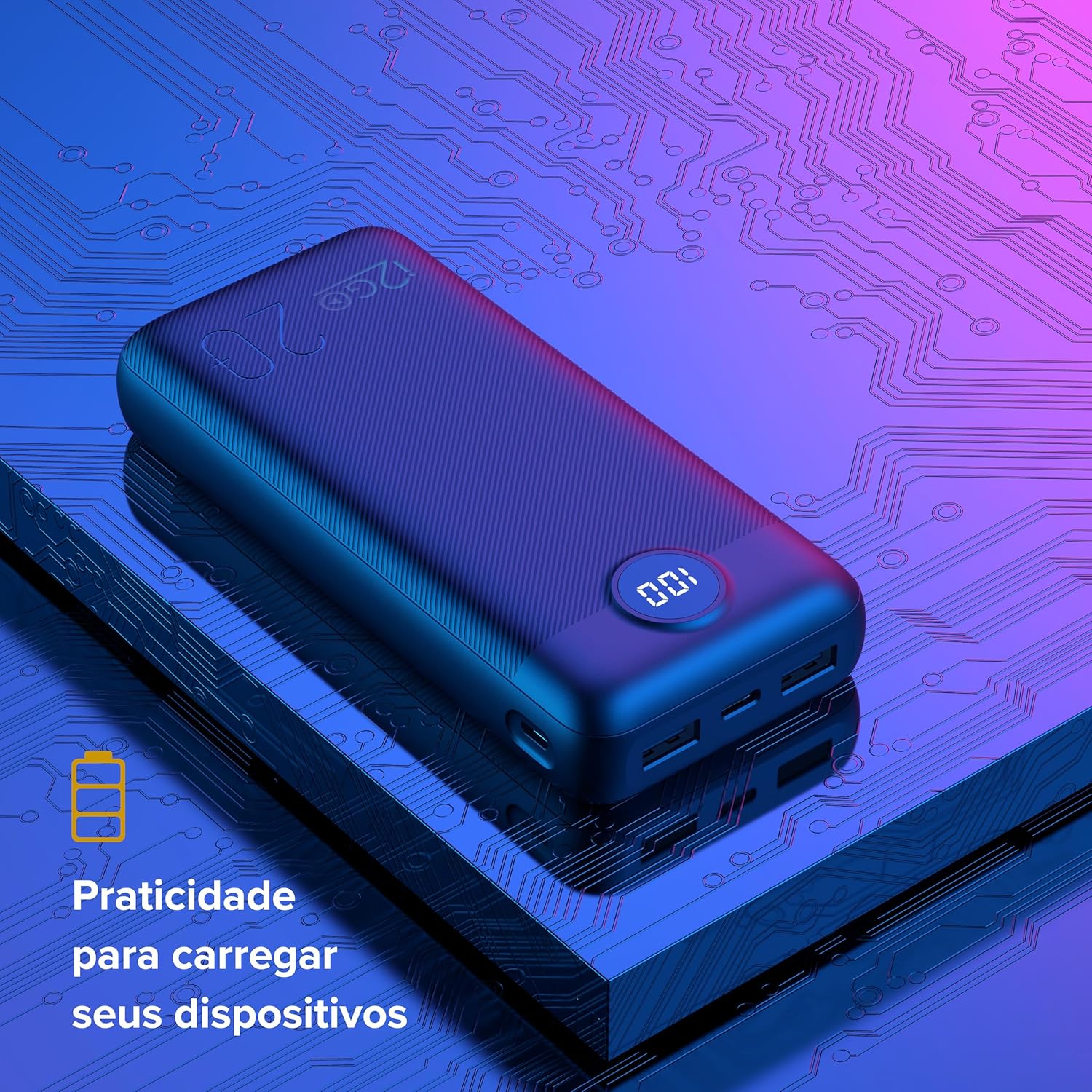 Carregador Portátil (Power Bank) Ultra Rápido 20000mAh,